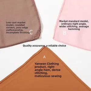 Detail showing high-quality stitching comparison of chiffon scarf edges and corners