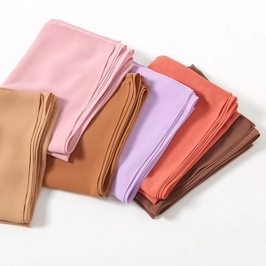 Chiffon long scarf set in assorted solid colors including pink, lilac, and brown tones