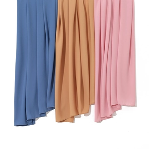 High-quality solid chiffon long scarves in blue, caramel, and pink with a soft drape