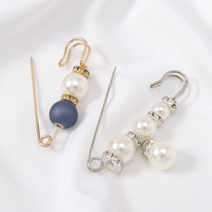 Exquisite pearl rhinestone safety pins decorative brooch anti-glare waist tightening pin