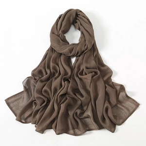 Solid brown modal cotton hijab scarf with wide border and breathable lightweight fabric
