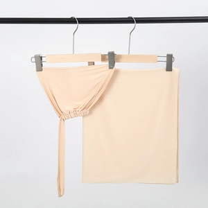 Nude chiffon hijab set with matching inner cap and tie-back underscarf for women
