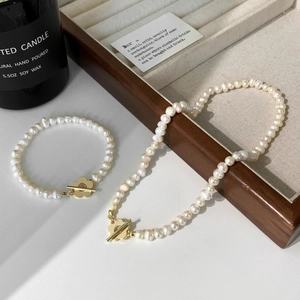 Collier En Perles D Eau Douce Naturelles Fermoir À Bascule Fleur Style Français Bijoux En Cuivre Plaqués Or Pour Femmes