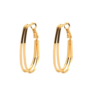 Boucles d'oreilles créoles géométriques double couche plaquées or au design minimaliste