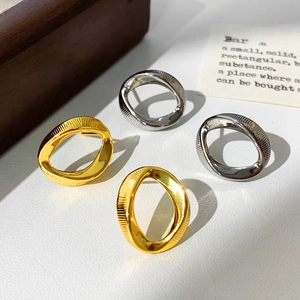 Geometric Twisted Hoop Earrings Copper Gold Silver Plated Textured Minimalist Aesthetic Fashion Jewelry For Women Elegant