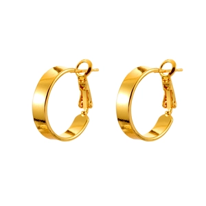 Elegant gold-plated C-shaped hoop earrings with a high-polished metallic finish for women