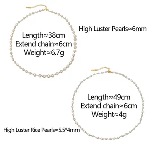 Elegante 6mm Perlenketten mit vergoldetem Verschluss und Verlängerungskette