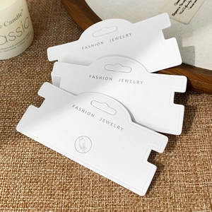 White Cardboard Jewelry Display Cards For Bracelet Necklace With Hanging Hole And Side Grooves Simple Fashion Jewelry Tags