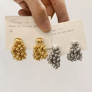 Boucles D'oreilles À Pampilles En Grappe De Boules Métalliques Rétro Français En Cuivre Galvanisé Style Géométrique Pour Femmes