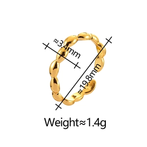 Detailed view of golden beaded open ring with 3.4mm width and polished metallic finish