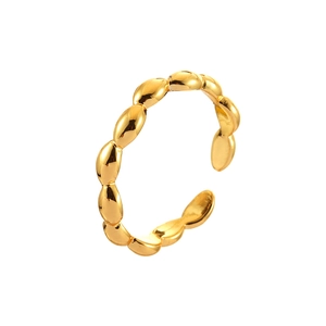 Minimalist golden beaded open ring with high-polish finish for women and daily wear