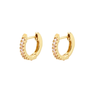 Boucles d'oreilles huggie en or poli avec incrustations de zircons cubiques