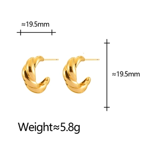 Eleganti orecchini a cerchio intrecciati dorati 19,5mm con design in metallo