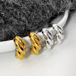 Orecchini A Cerchio Intrecciati In Rame Stile Croissant Geometrico Per Donna Gioielli Alla Moda Con Perno In Rame