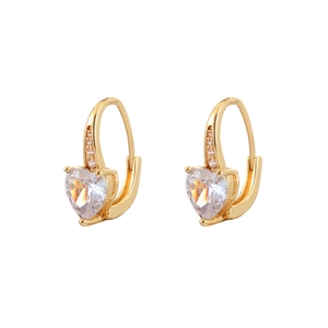 Elegant gold heart earrings with sparkling cubic zirconia and small accent stones