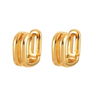 Minimalist double-layered gold U-shaped earrings with a high-polished finish