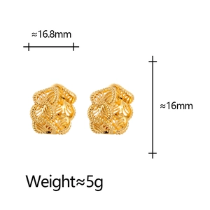 Hollow gold heart hoop earrings with detailed dimensions 16.8mm x 16mm weighing 5g