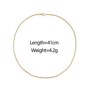 Minimalist sparkling gold chain necklace 41cm length with spring ring clasp on white background