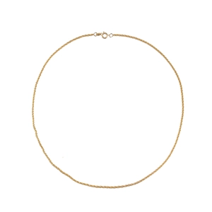 Minimalist gold chain necklace with shimmering texture and secure spring clasp closure