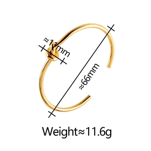 Detailed size specifications of gold knot bangle with dimensions and 11.6g weight