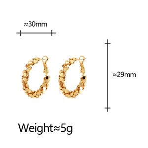 Chic 30mm golden textured geometric earrings with shimmering sequin finish for women