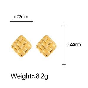 Strukturierte goldene quadratische Ohrringe mit Webmuster, 22mm groß und 8,2g schwer