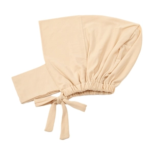 Breathable apricot elastic hijab undercap with adjustable ties and pleated back design