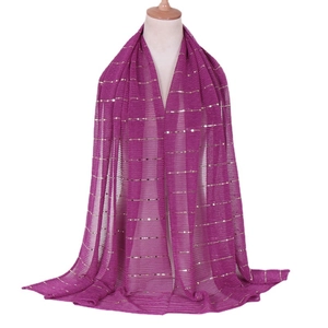 Deep purple pleated shawl wrap with metallic gold sequins for women in a loose drape