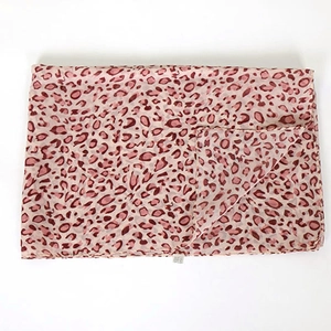 Pink leopard print chiffon neck scarf for women with lightweight sun protection fabric