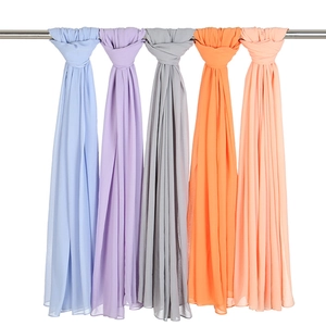 Lightweight pearl chiffon long scarves in multiple pastel colors for breathable hijabs
