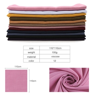 Detail showing 110x110cm viscose plain scarves with 12 colors and fabric texture