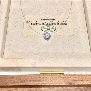Minimalist solitaire necklace with a clear round zircon on a transparent invisible cord