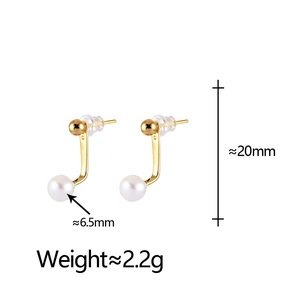 J-hook pearl earrings in gold-plated finish featuring precise size and weight dimensions