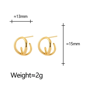 Minimalist double circle gold earrings with polished finish and geometric design