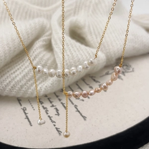 Collier De Perles D'eau Douce Naturelles En Cuivre Plaqué Or Pendentif Gland Élégant Bijoux Minimalistes Pour Femmes