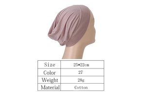 Detailed view of dusty rose modal cotton inner hijab cap with size 25x22cm specifications