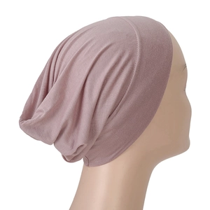 Women's modal hijab undercap in dusty rose featuring elastic wide band and pleated back