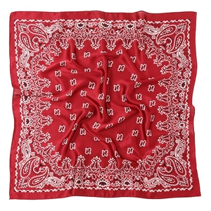Eleganter roter Satin-Viereckschal mit weißem Paisleymuster für Damen als Bandana