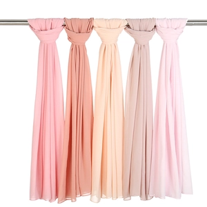 Elegant Pearl Chiffon Scarf For Women Solid Color Long Hijab Shawl Wrap Lightweight Breathable Summer Scarf Accessories
