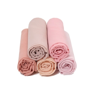 Five-pack of solid color pearl chiffon headscarves in soft pink and purple pastel tones