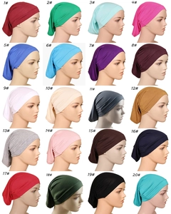 Grid display of 20 colors for high-stretch modal cotton inner hijab undercaps