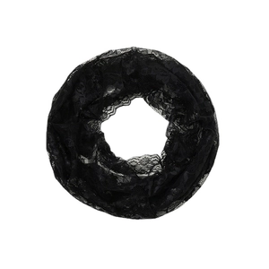 Écharpe infinie élégante en dentelle noire pour femmes avec motif floral brodé délicat