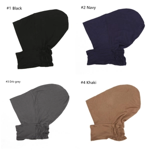 Elastic modal cotton hijab underscarf caps in black navy grey and khaki colors