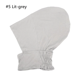 Detail of light grey modal hijab cap showing elasticated hem and soft knit texture