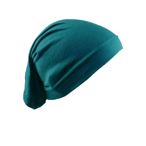 Turbante elastico in cotone verde scuro per donna in stile minimalista a tinta unita