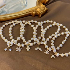 Baroque Freshwater Pearl Bracelet With Gold Plated Copper Zircon Charm Elegant Versatile Jewelry For Women
