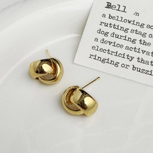 Geometric Knot Stud Earrings Gold Plated Irregular Twist Spiral High Polish Minimalist Elegant Jewelry For Women