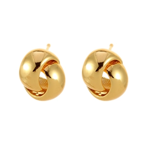 Irregular gold twisted stud earrings with polished mirror finish and minimalist design