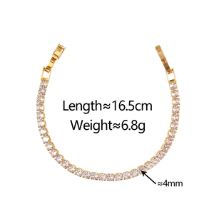 Detail view of 16.5cm gold-plated tennis bracelet with 4mm square zircon stones