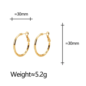 Boucles d'oreilles créoles torsadées dorées pour femme, 30 mm, style géométrique minimaliste